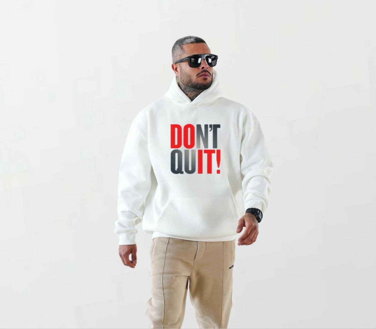 Don&#39;t quit_Elite Hoodie white