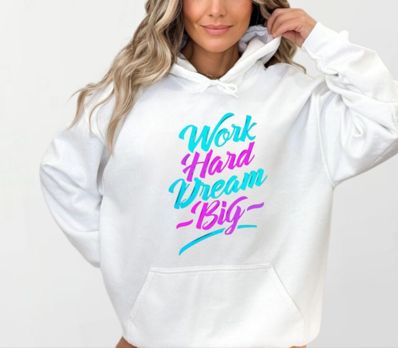 Work hard dream big_Women&#39;s Elite Hoodie white