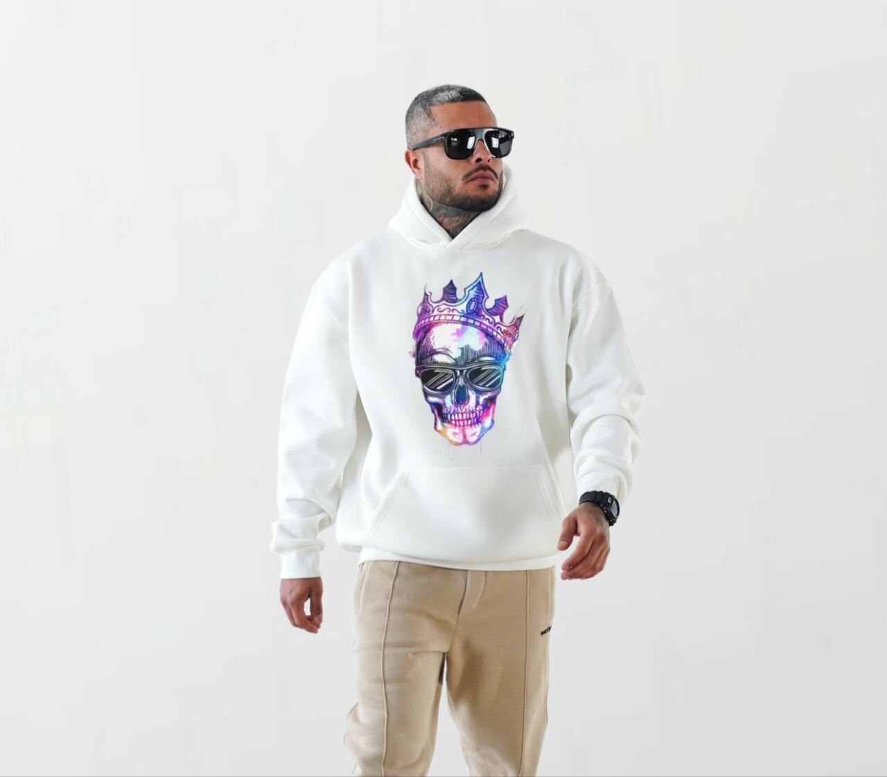 Skull king_Elite Hoodie white