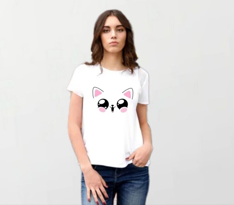 Pink kitty_Women&#39;s Elite Tee white