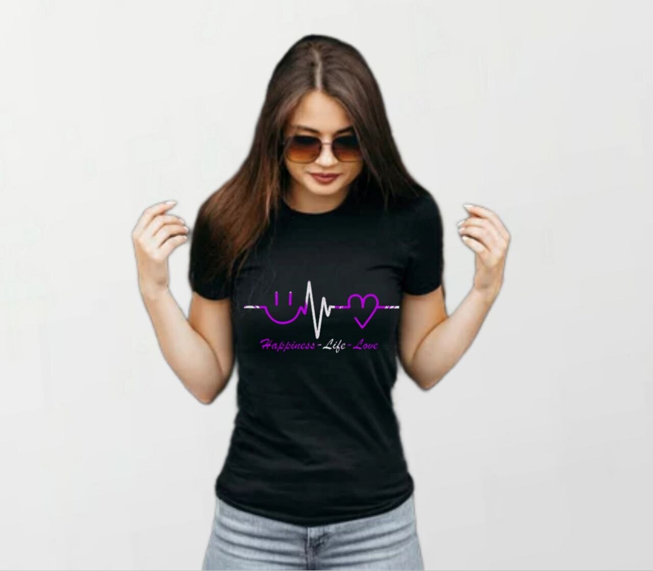 happiness life love_Women&#39;s Elite Tee black