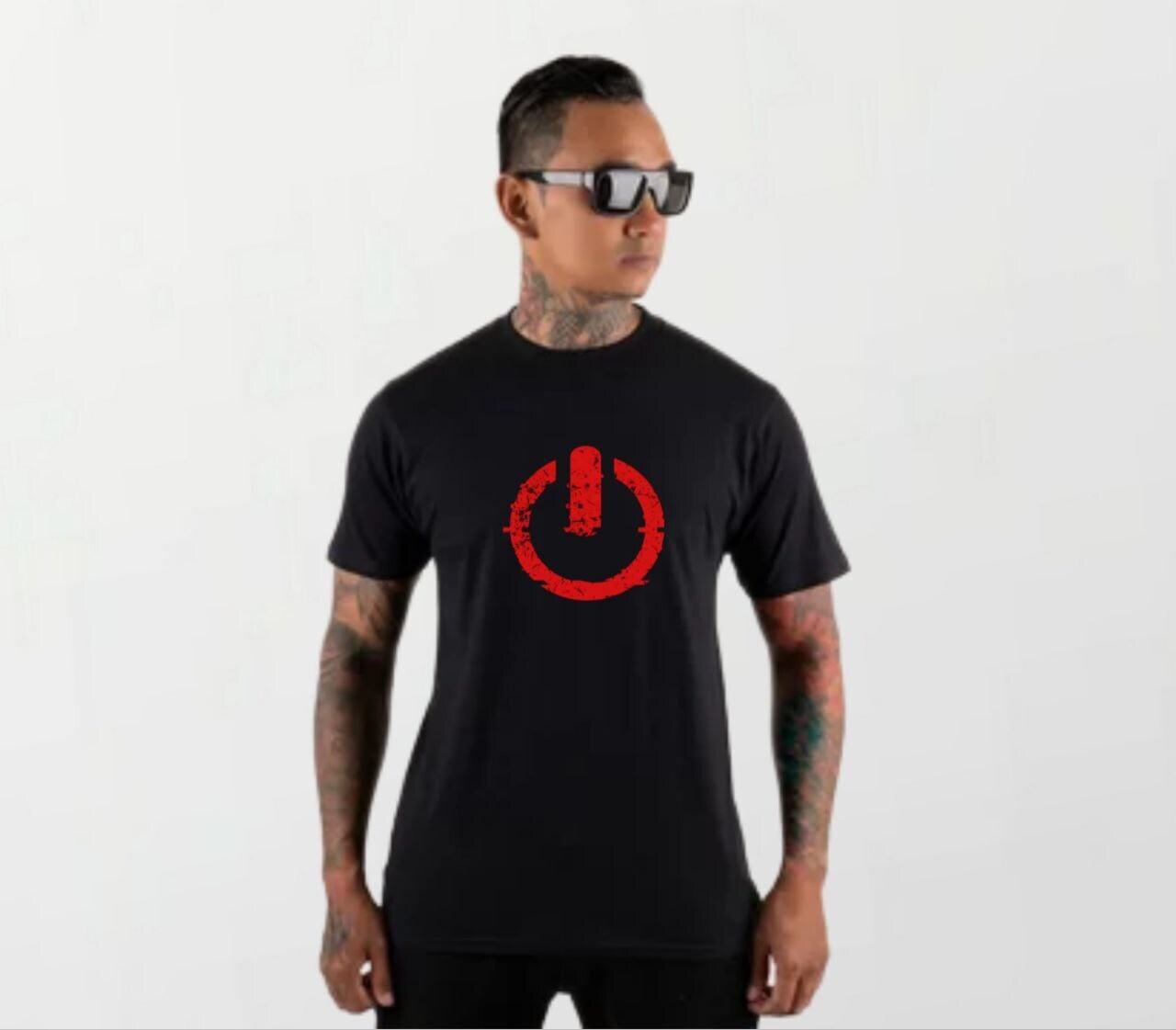 Power button red_Elite Tee black