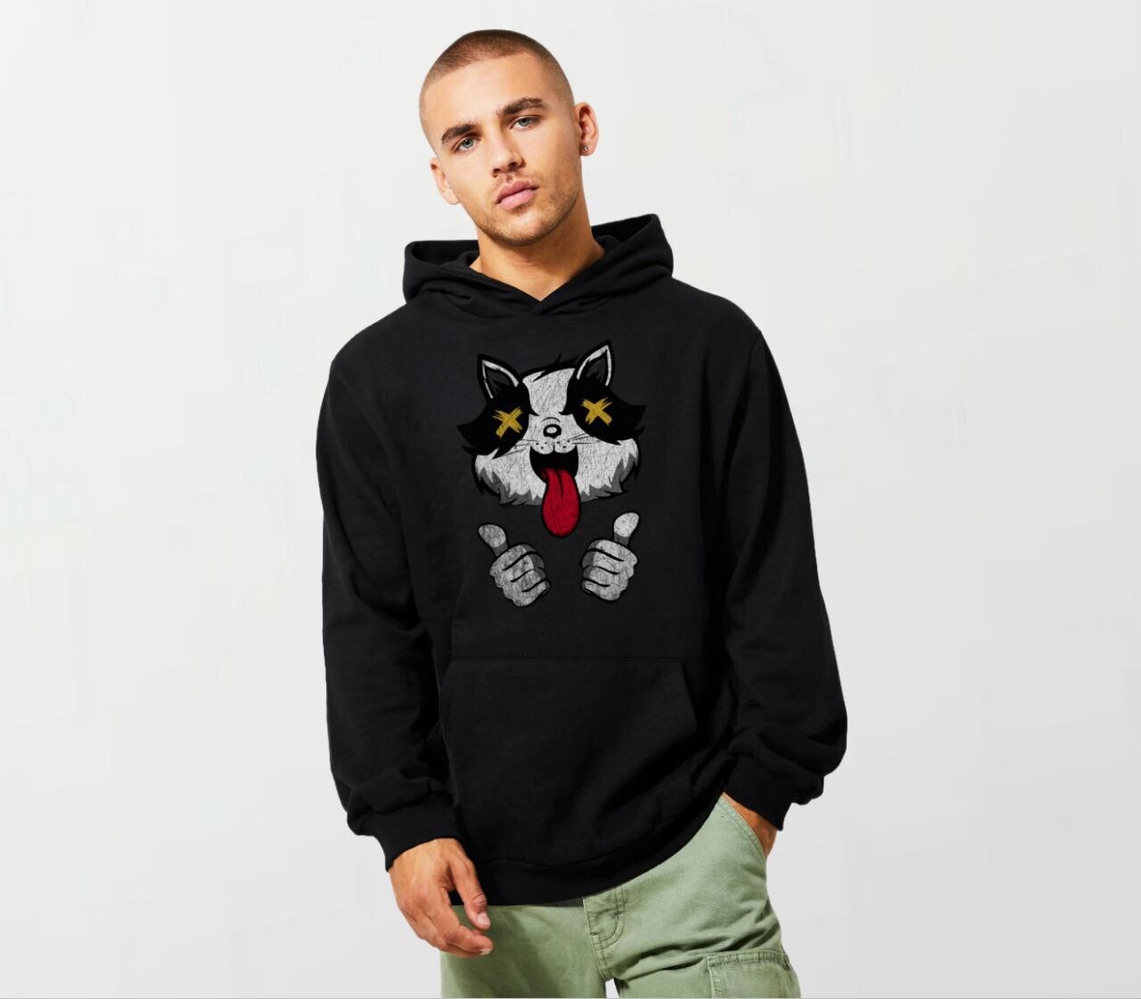 Thumbs up cat_Elite Hoodie black