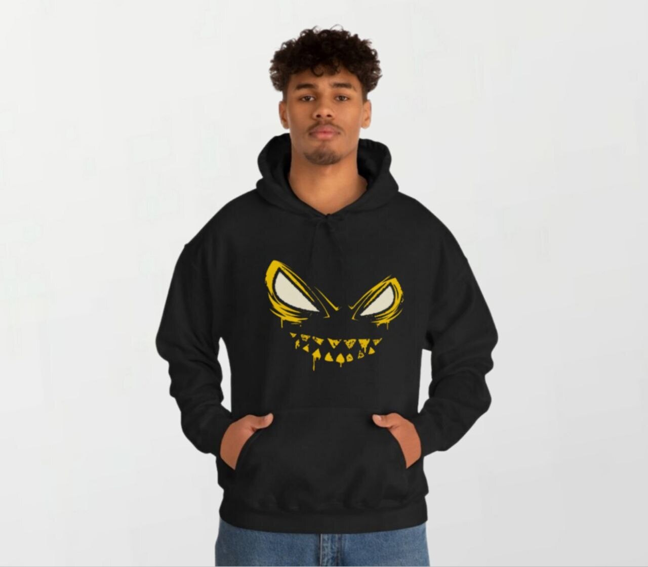 Angry yellow face_Elite Hoodie black
