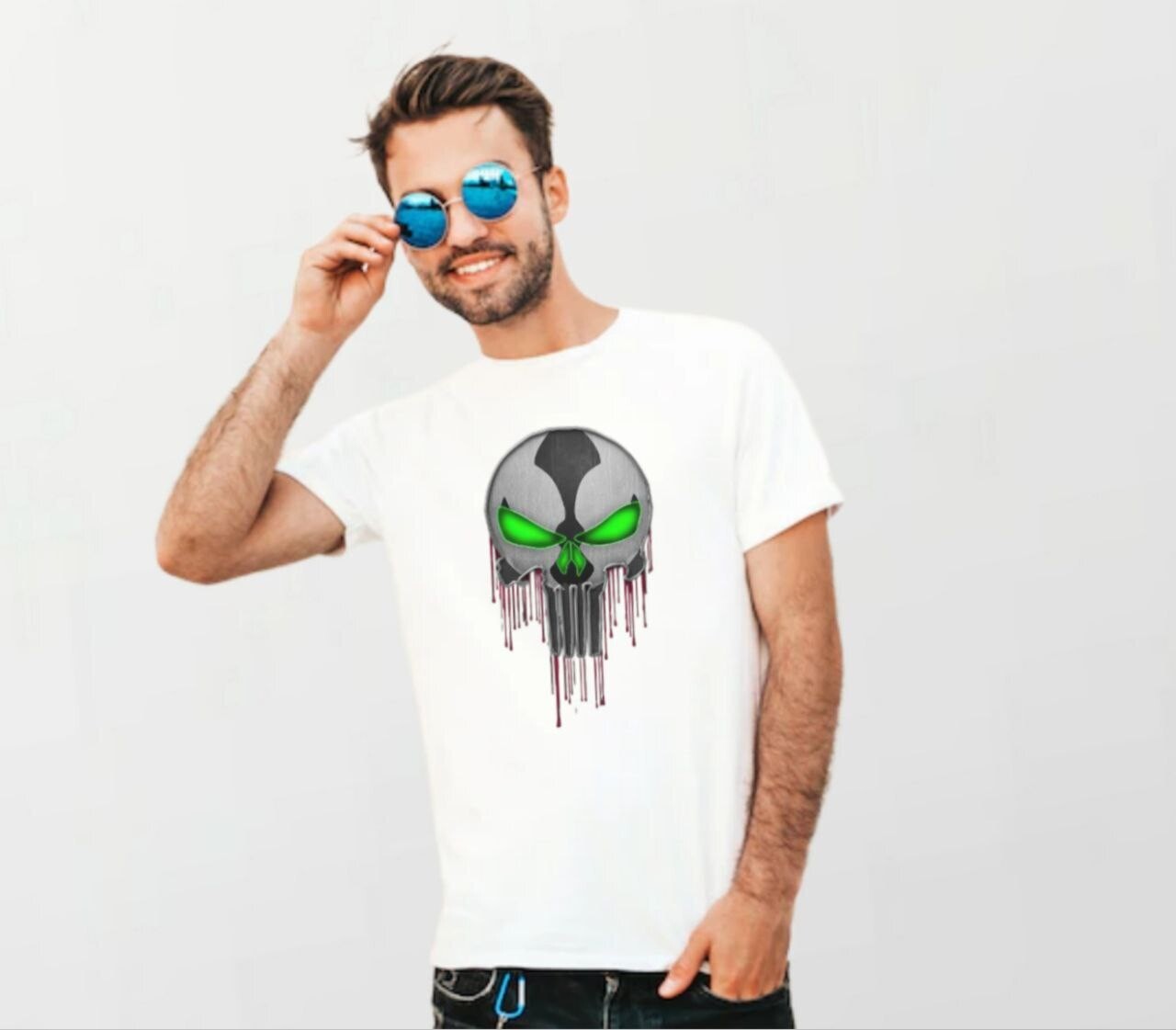 Punisher green_Elite Tee white