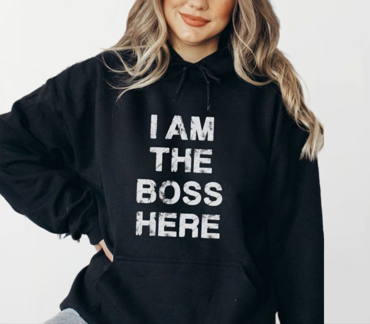I am the boss_Women's Elite Hoodie black