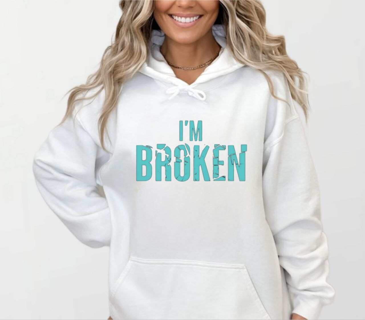 Im broken blue_Women&#39;s Elite Hoodie white