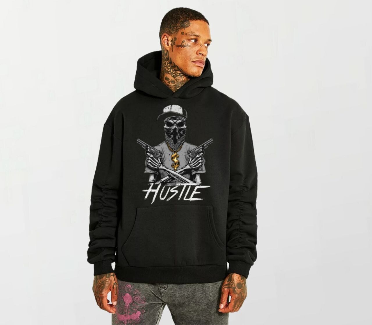 Hustle skeleton_Elite Hoodie black