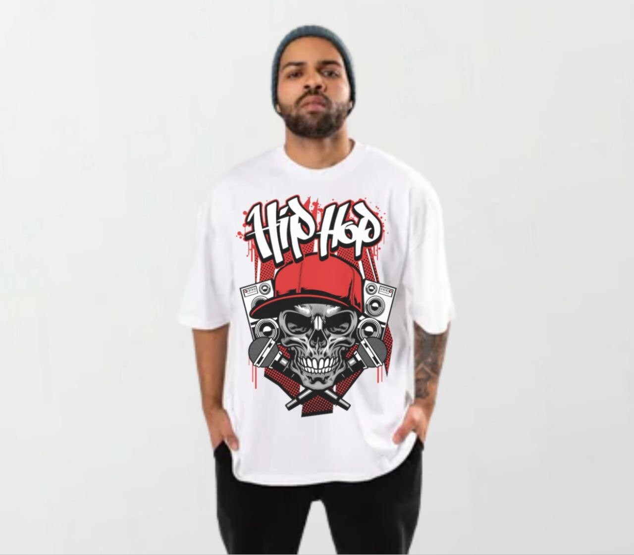 Hip Hop skull_Elite Tee white