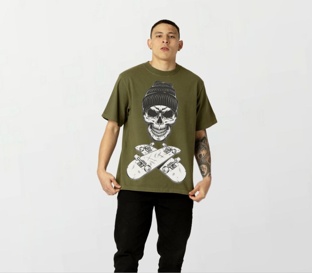Skate skull_Elite Tee milgreen