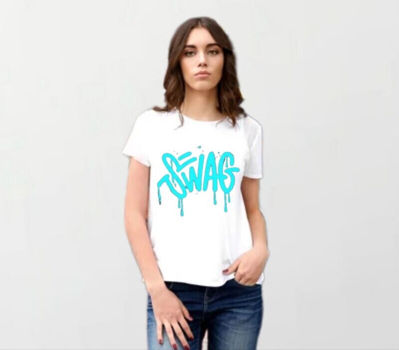 Swag drip blue_Women&#39;s Elite Tee white