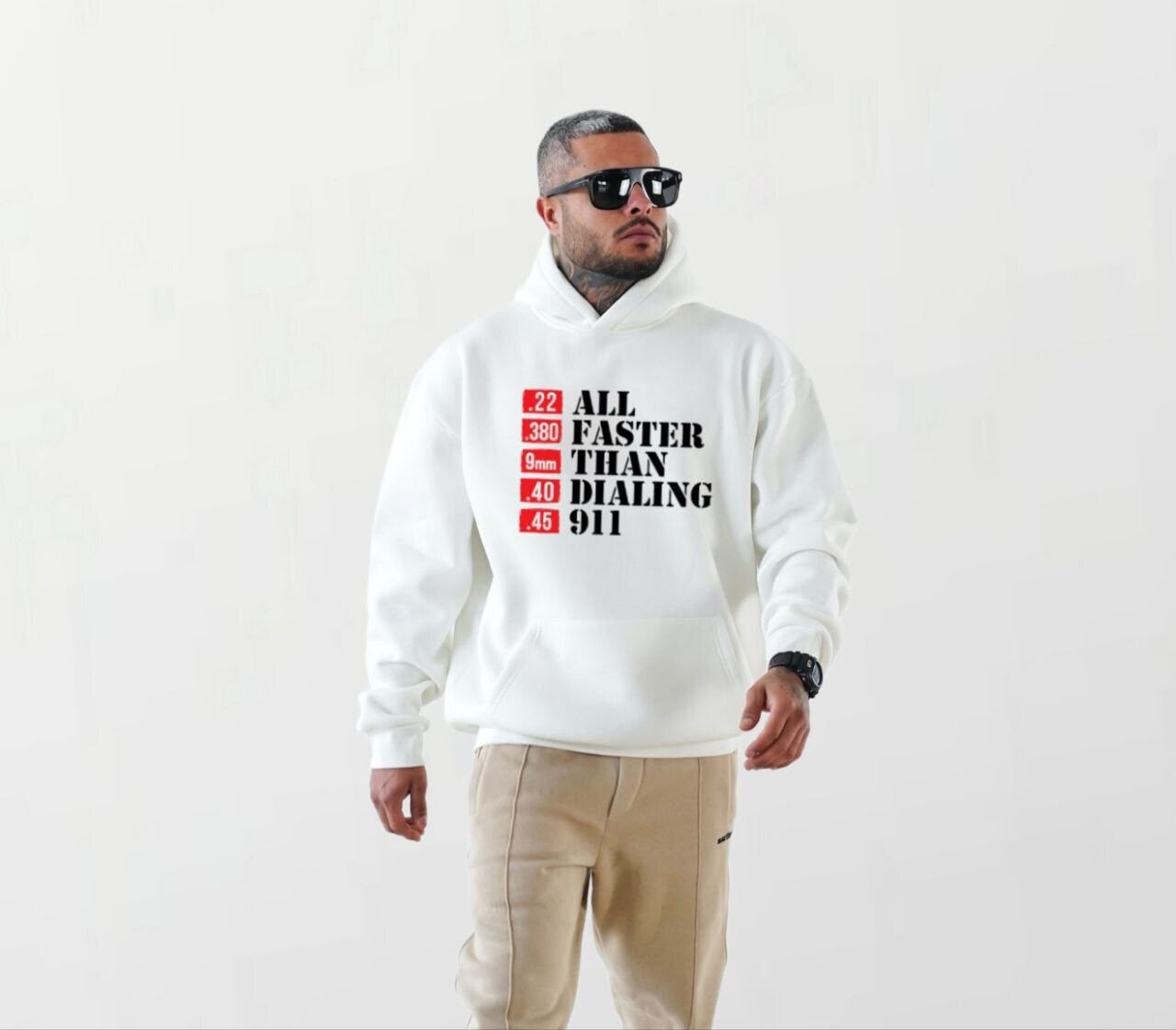 Faster than 911_Elite Hoodie white