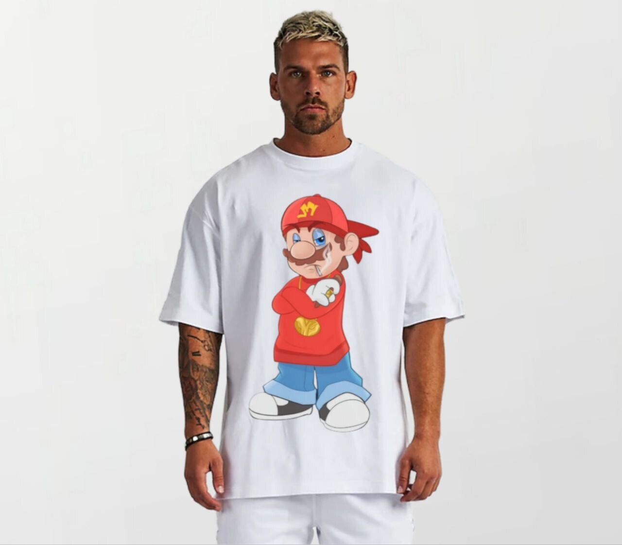 Mario hood_Elite Tee white