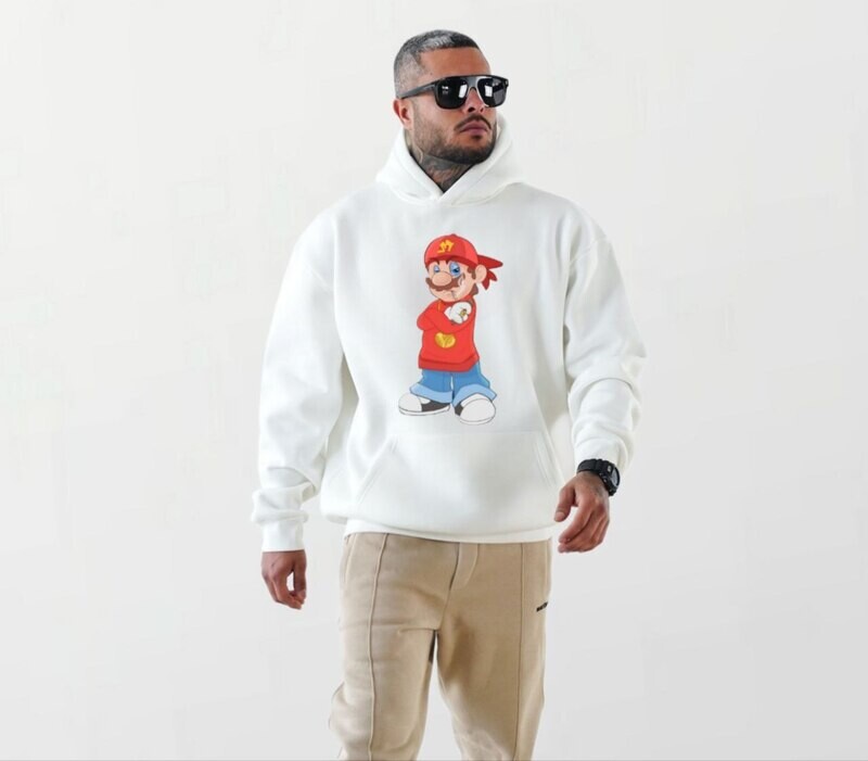 Mario hood_Elite Hoodie white