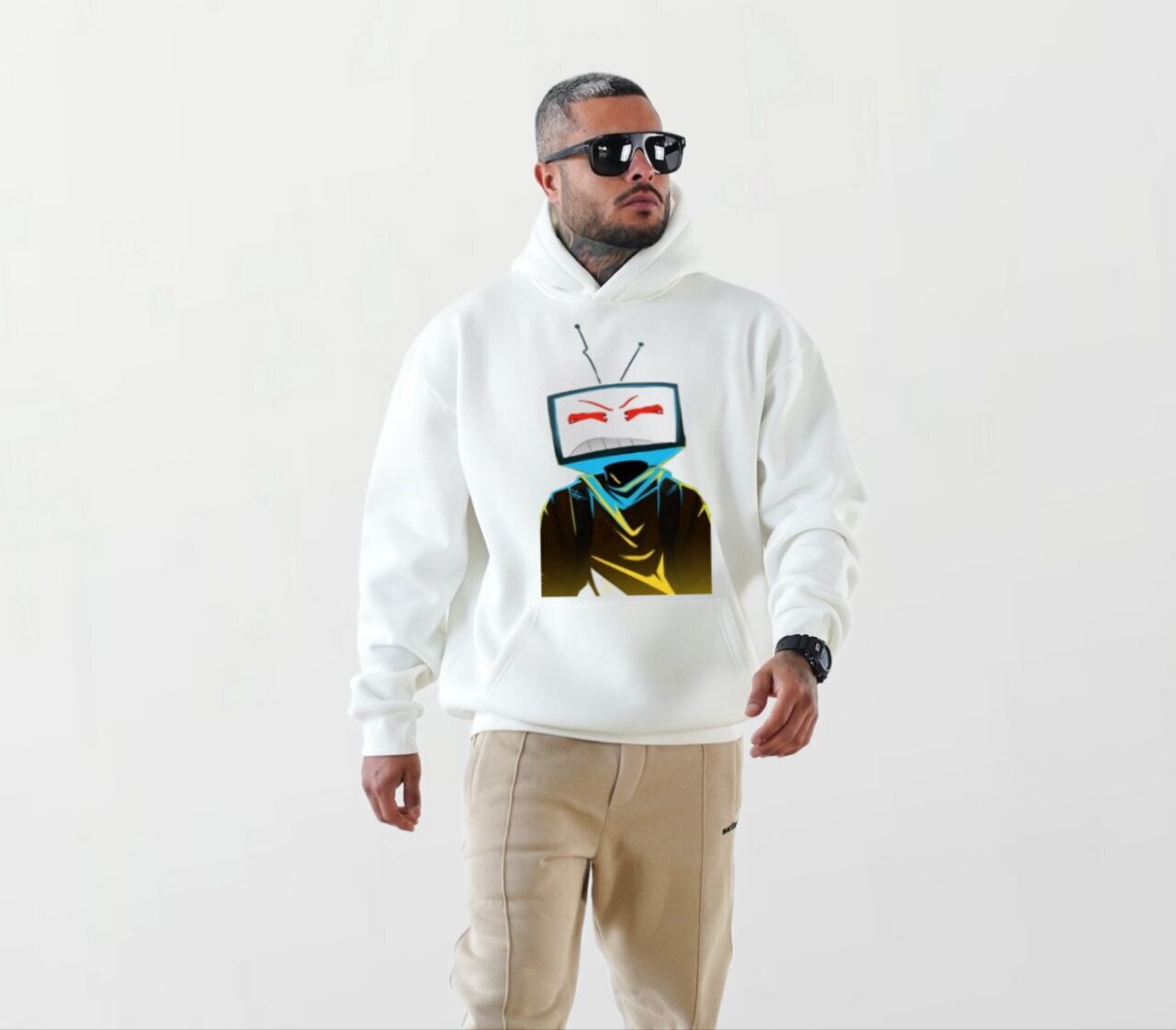 TV head 3_Elite Hoodie white