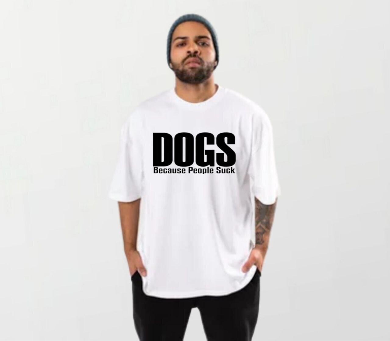 Dogs because 2_Elite Tee white