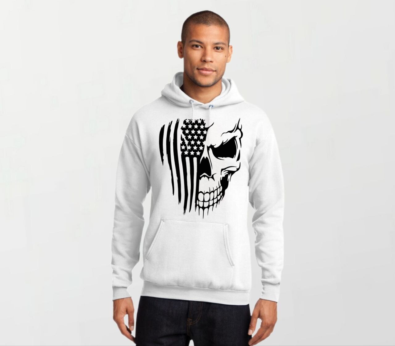 Skeleton flag_Elite Hoodie white