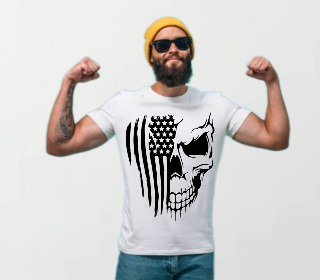 Skeleton flag_Elite Tee white