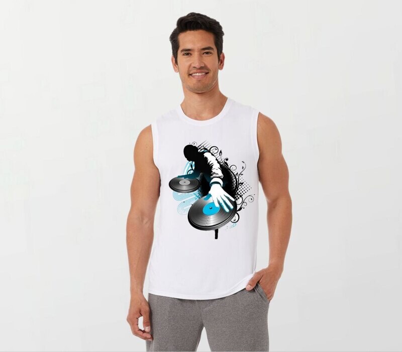 DJ blue_Elite Sleeveless Tee white