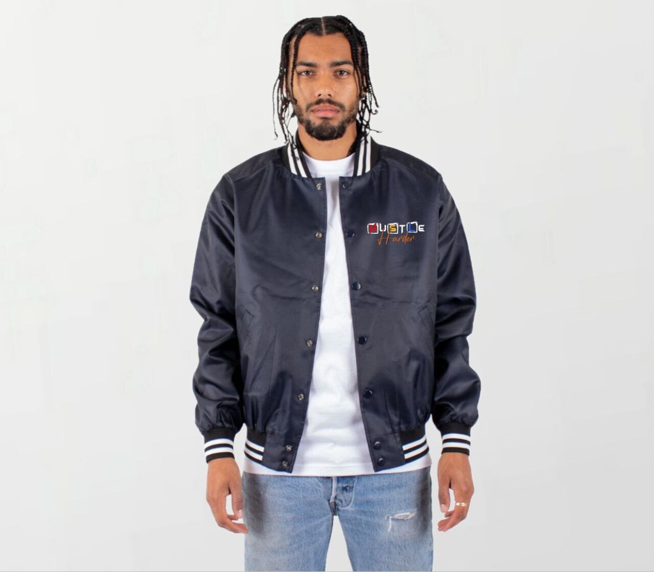 Hustle harder_Elite Varsity Bomber Jacket