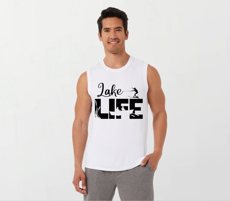 Lake life_Elite Sleeveless Tee white