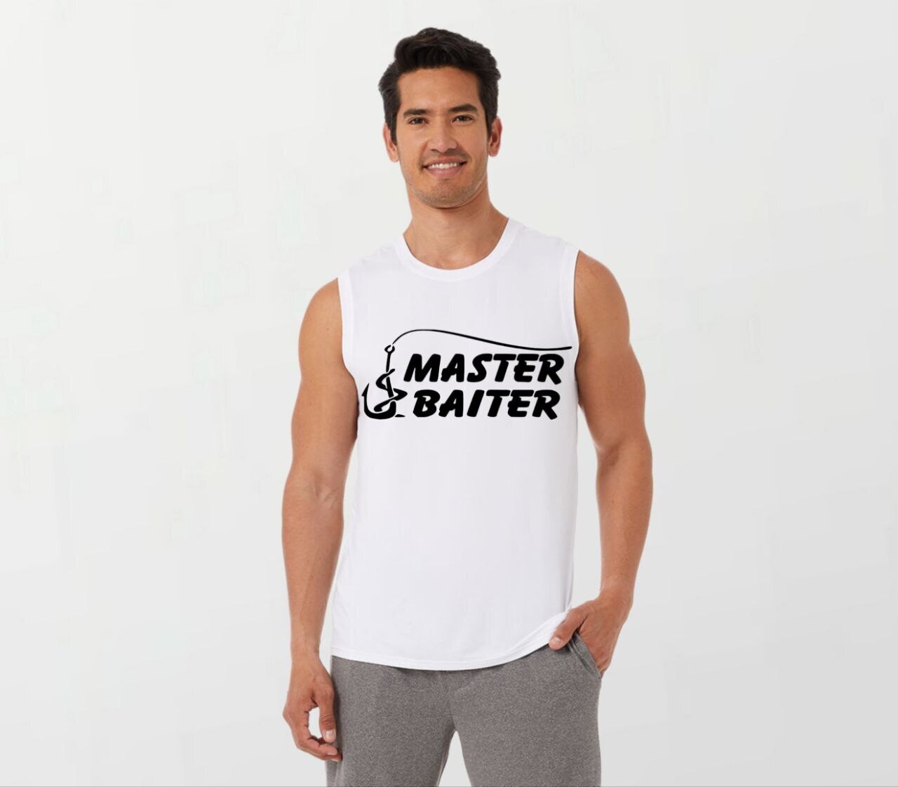 Master baiter_Elite Sleeveless Tee white