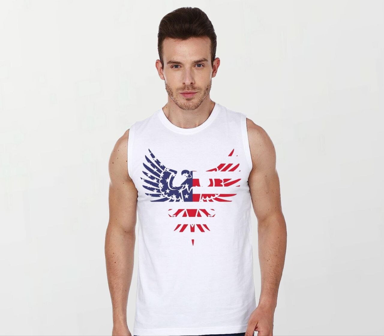 Patriotic eagle_Elite Sleeveless Tee white