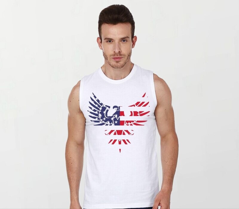 Patriotic eagle_Elite Sleeveless Tee white