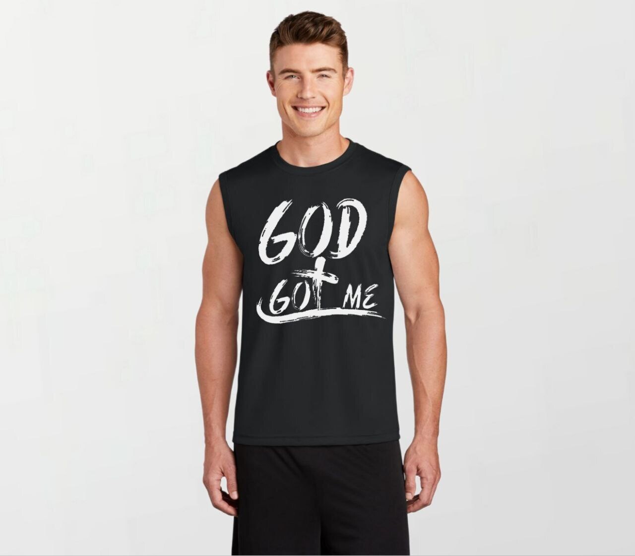 God got me_Elite Sleeveless Tee black