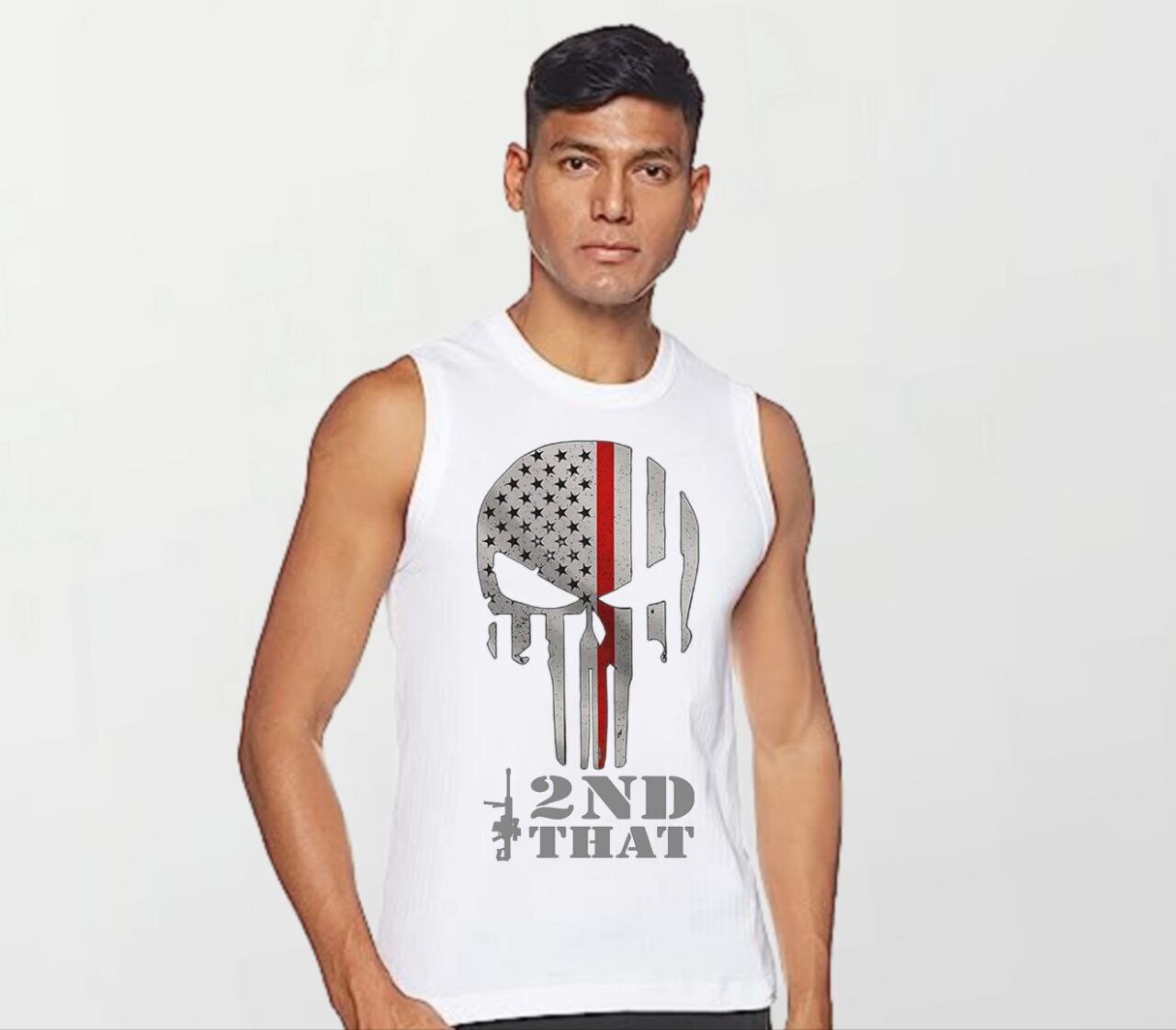 2nd that red_Elite Sleeveless Tee white