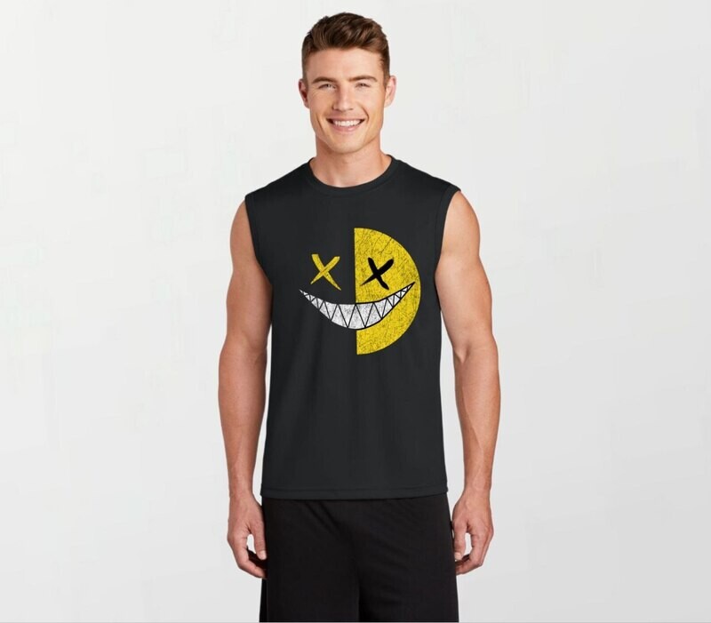 Wockee smile2 yellow_Elite Sleeveless Tee black