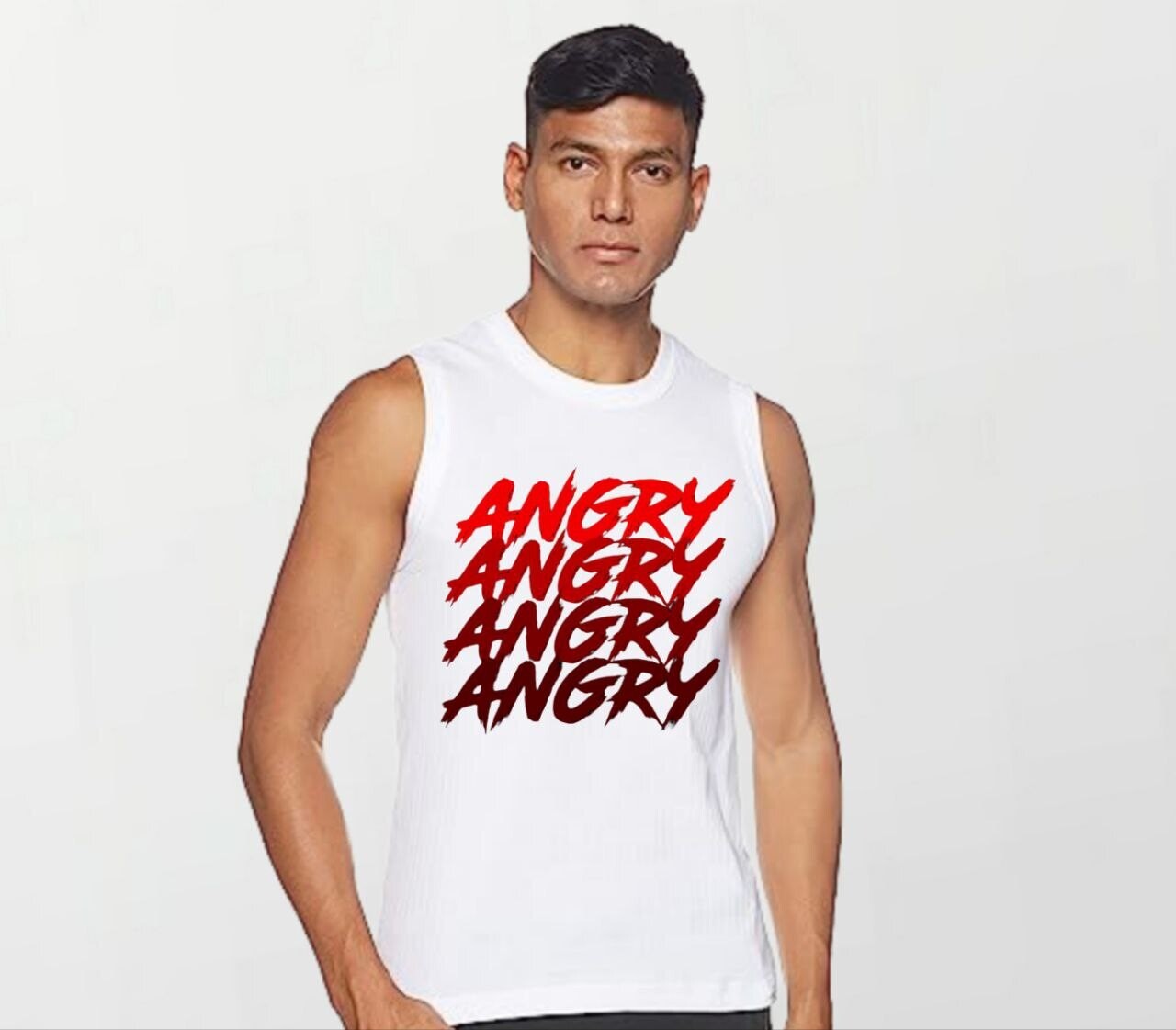 Angry_Elite Sleeveless Tee white