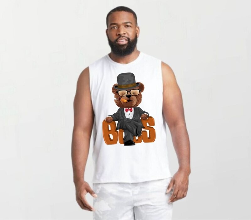Boss bear_Elite Sleeveless Tee white