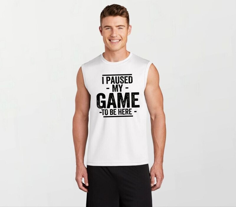 Paused my game_Elite Sleeveless Tee white