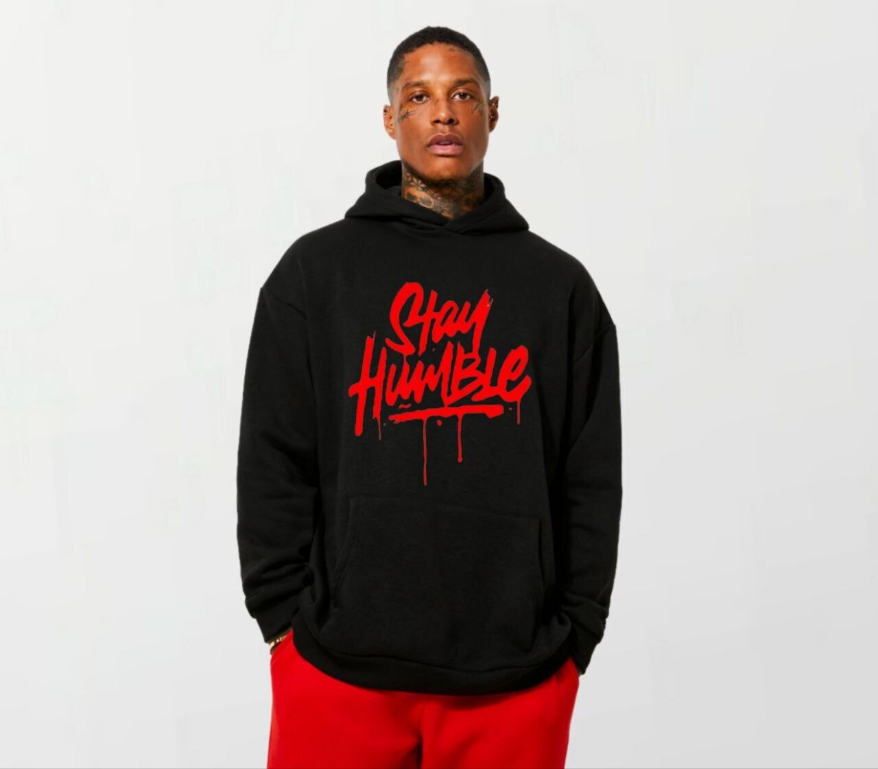 Stay humble red_Elite Hoodie black
