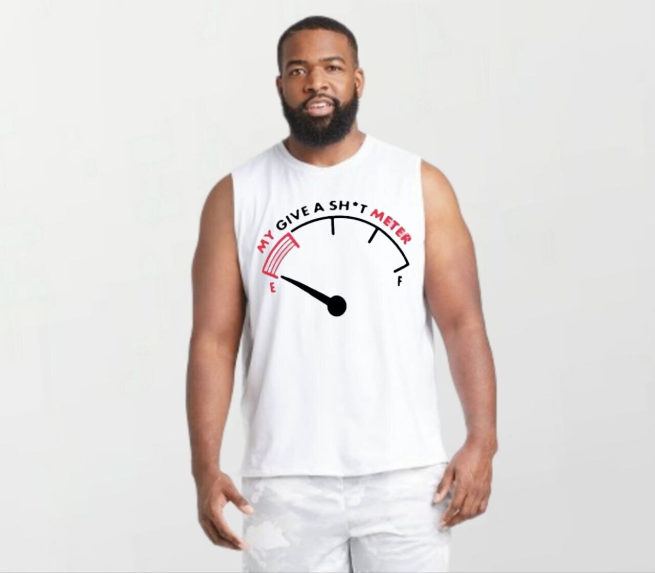 Give a shit meter_Elite Sleeveless Tee white