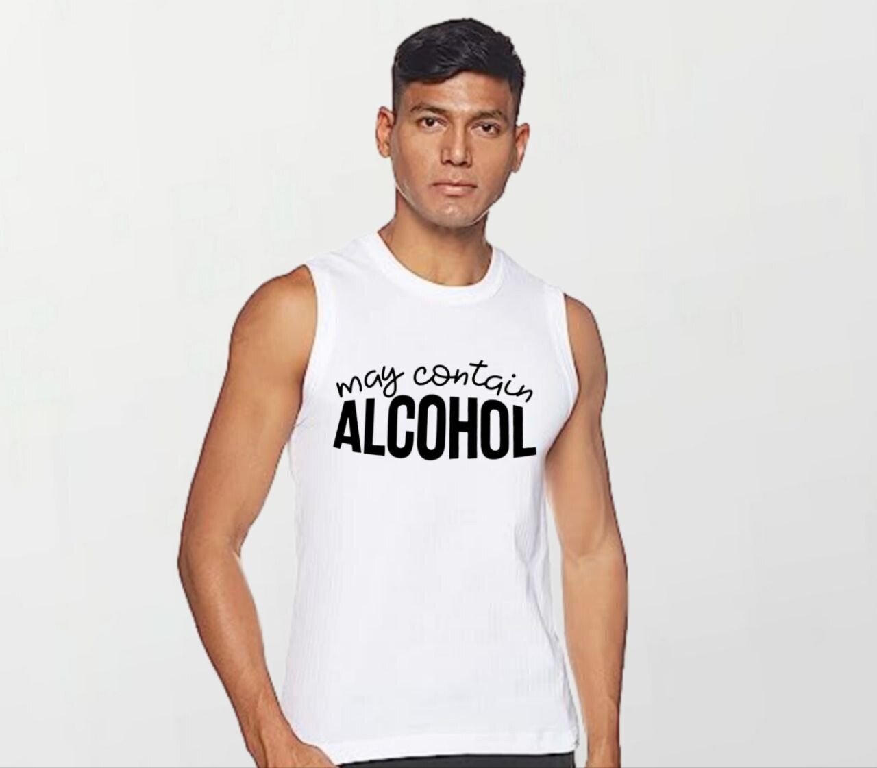 May contain alocohol_Elite Sleeveless Tee white