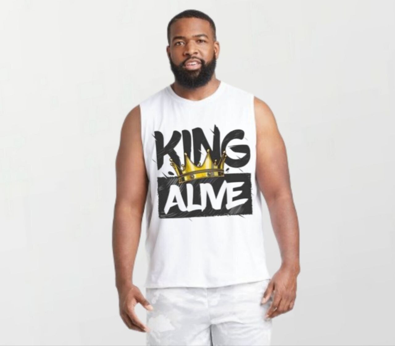 King alive_Elite Sleeveless Tee white