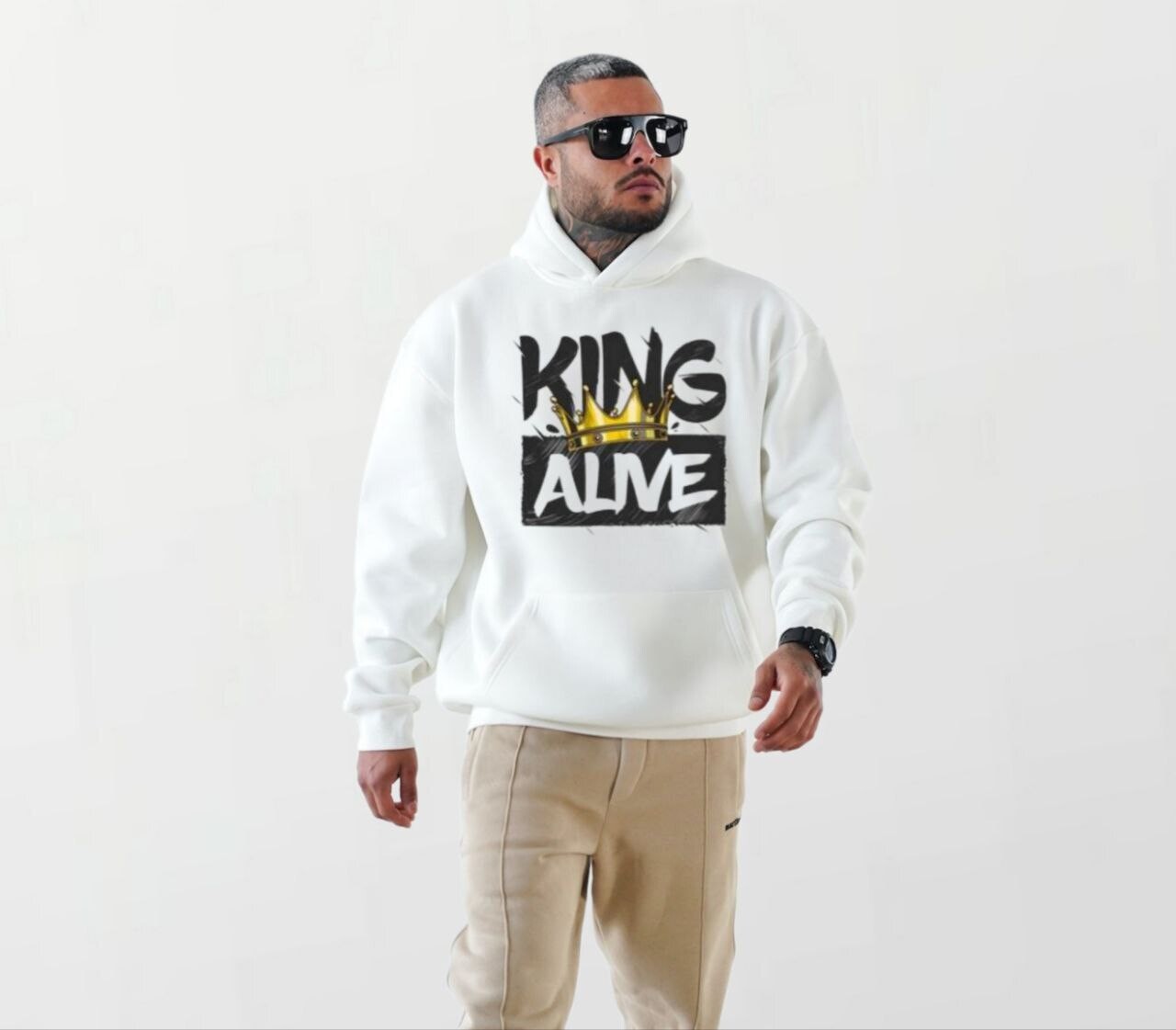 King alive_Elite Hoodie white