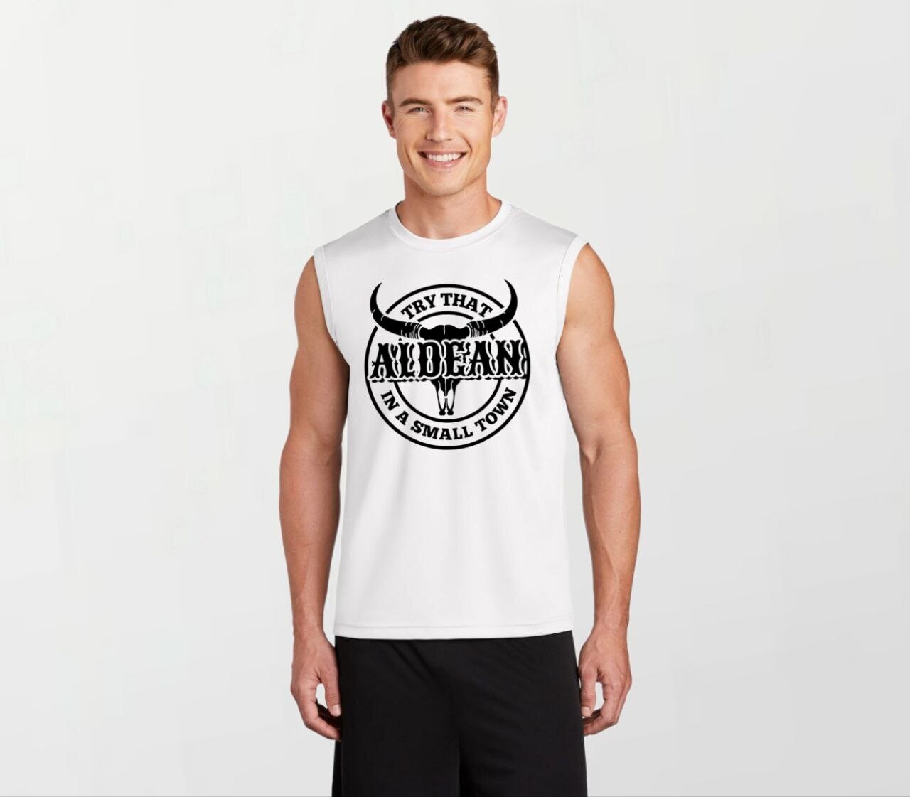 Aldean small town_Elite Sleeveless Tee white
