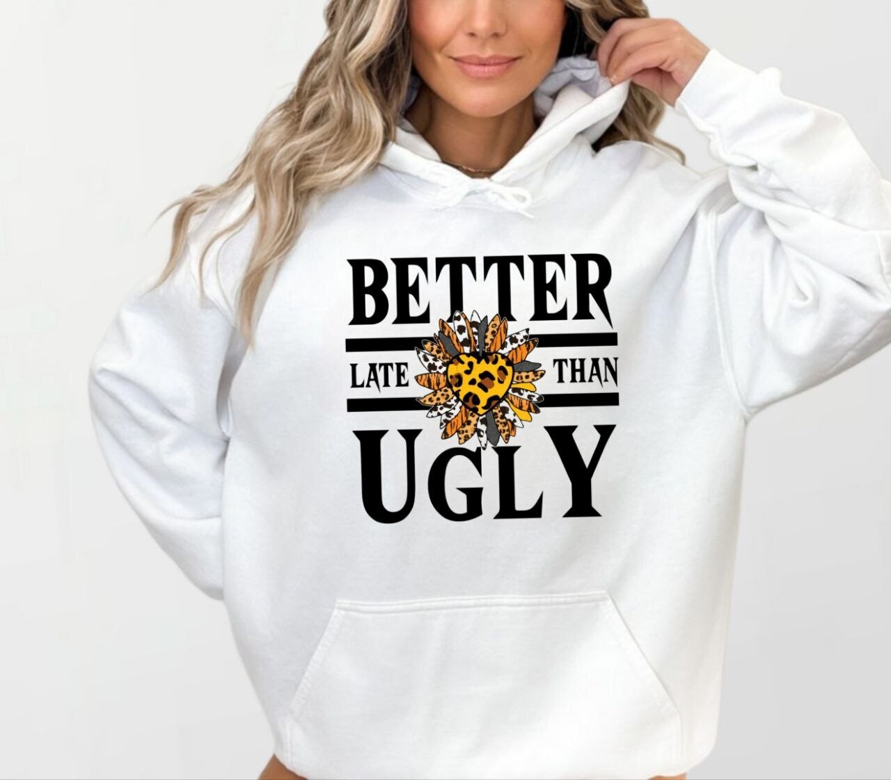 Better late than ugly_Women's Elite Hoodie white