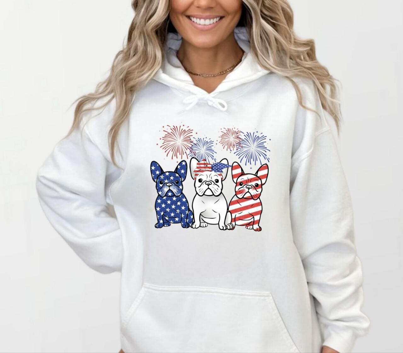Patriotic frenchies_Women&#39;s Elite Hoodie white