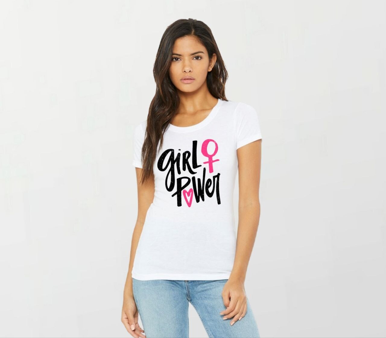 Girl power pink_Women&#39;s Elite Tee white