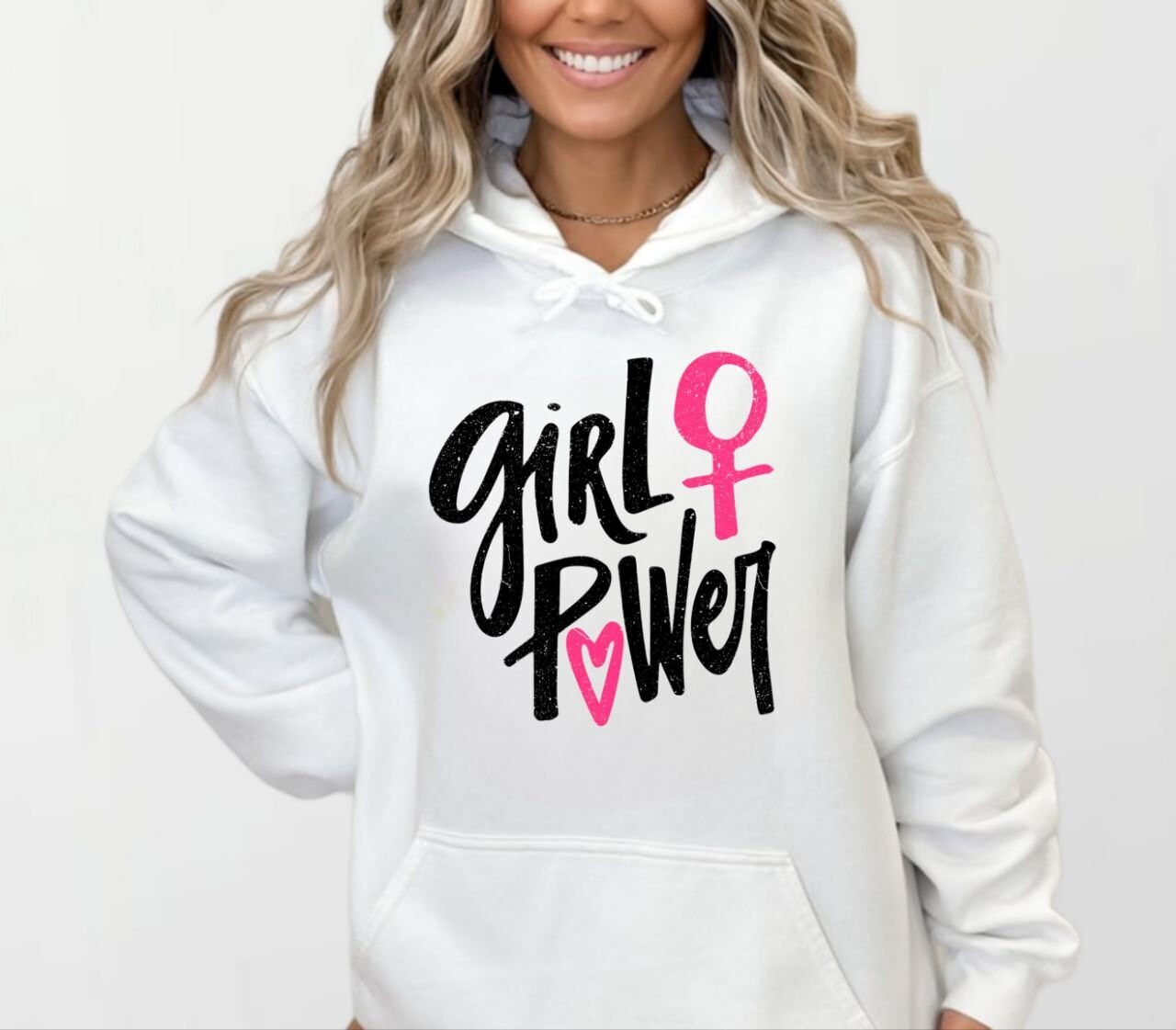 Girl power pink_Women's Elite Hoodie white