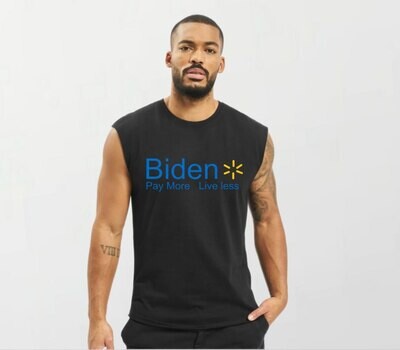 Biden Pay more_Elite Sleeveless Tee white/black