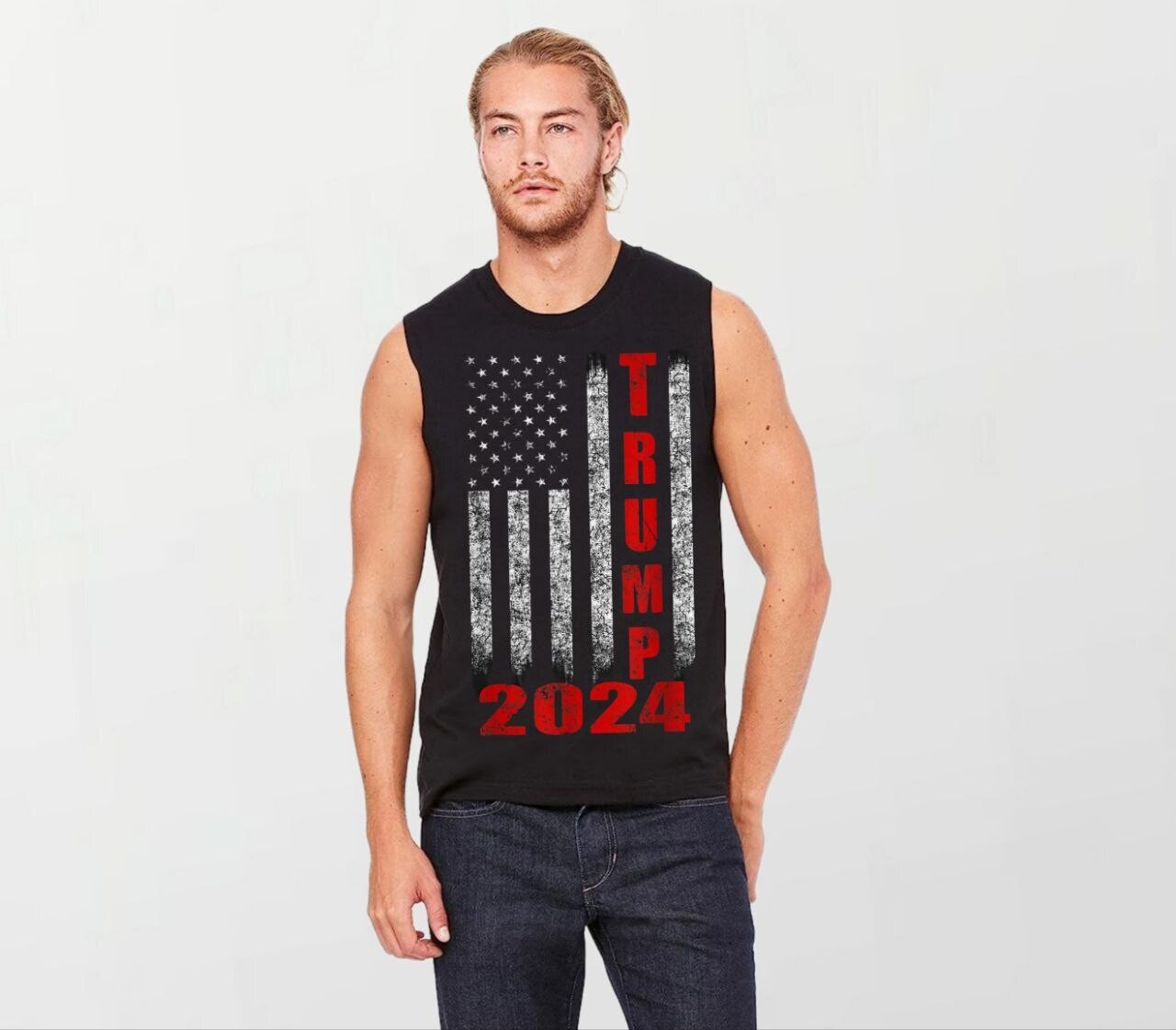 Trump flag_Elite Sleeveless Tee black
