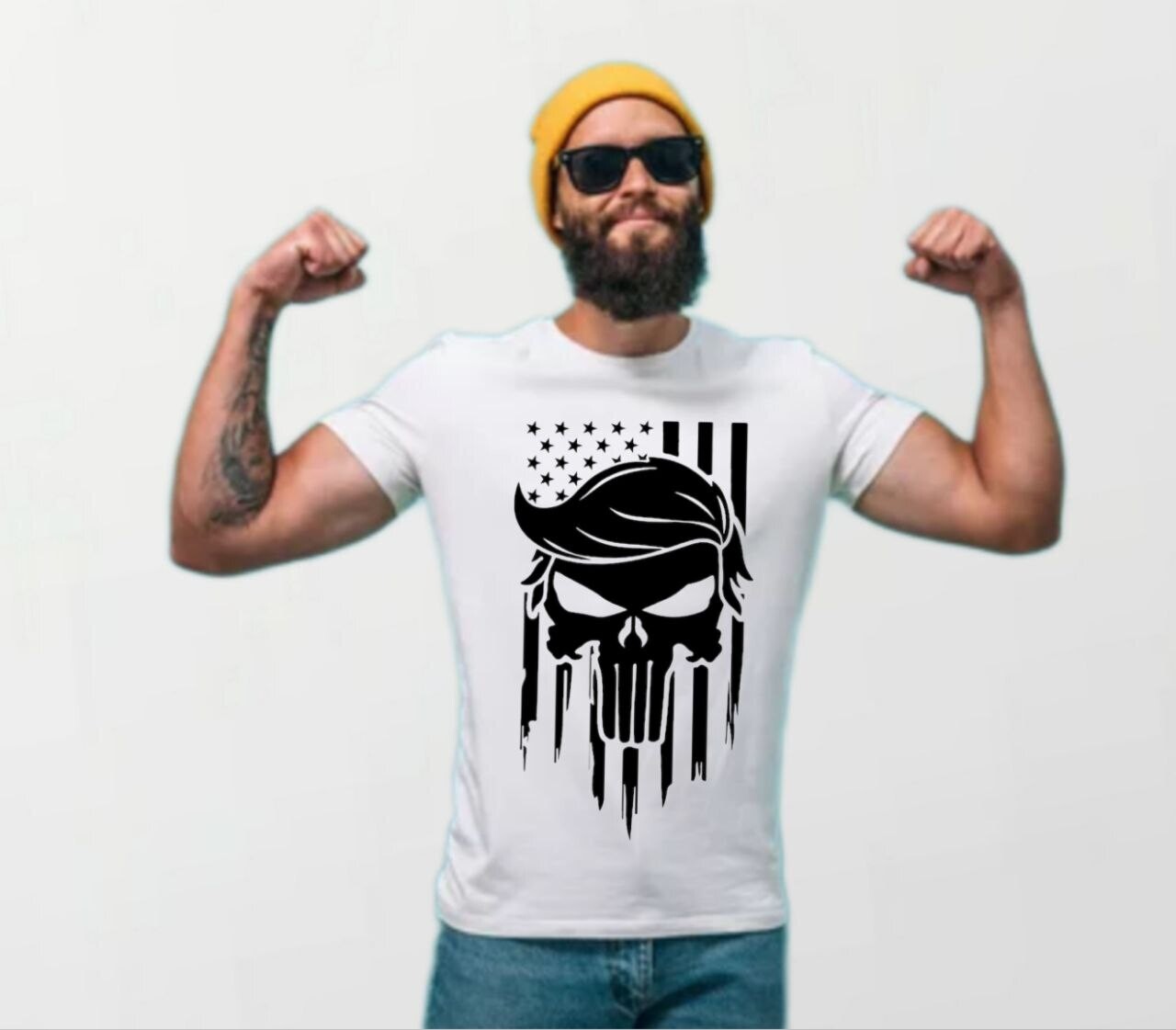 Trump skull_Elite Tee white