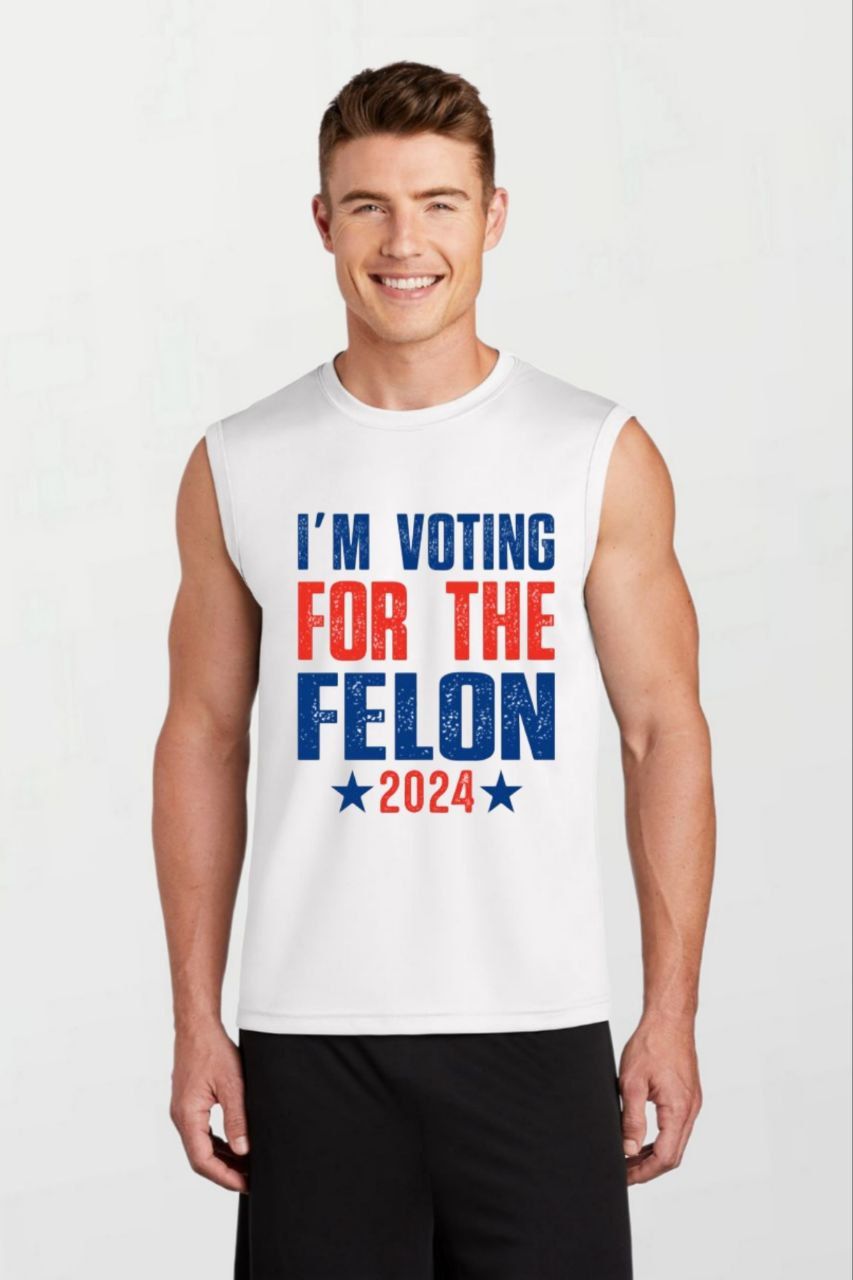 Im voting felon_Elite Sleeveless Tee white