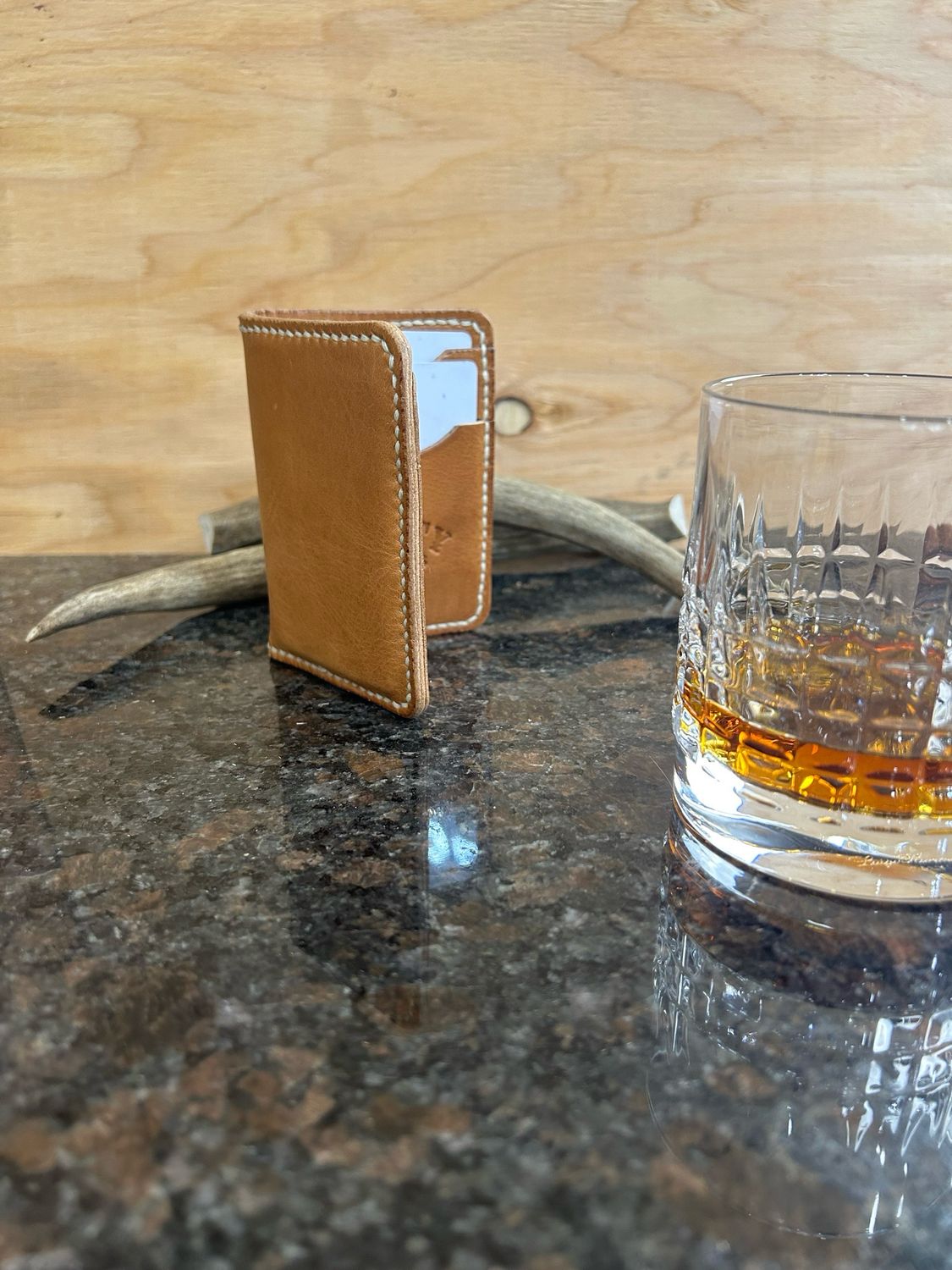 Mini Bi-fold Wallet (3-4 Oz Horween Natural With Ivory Stitching)