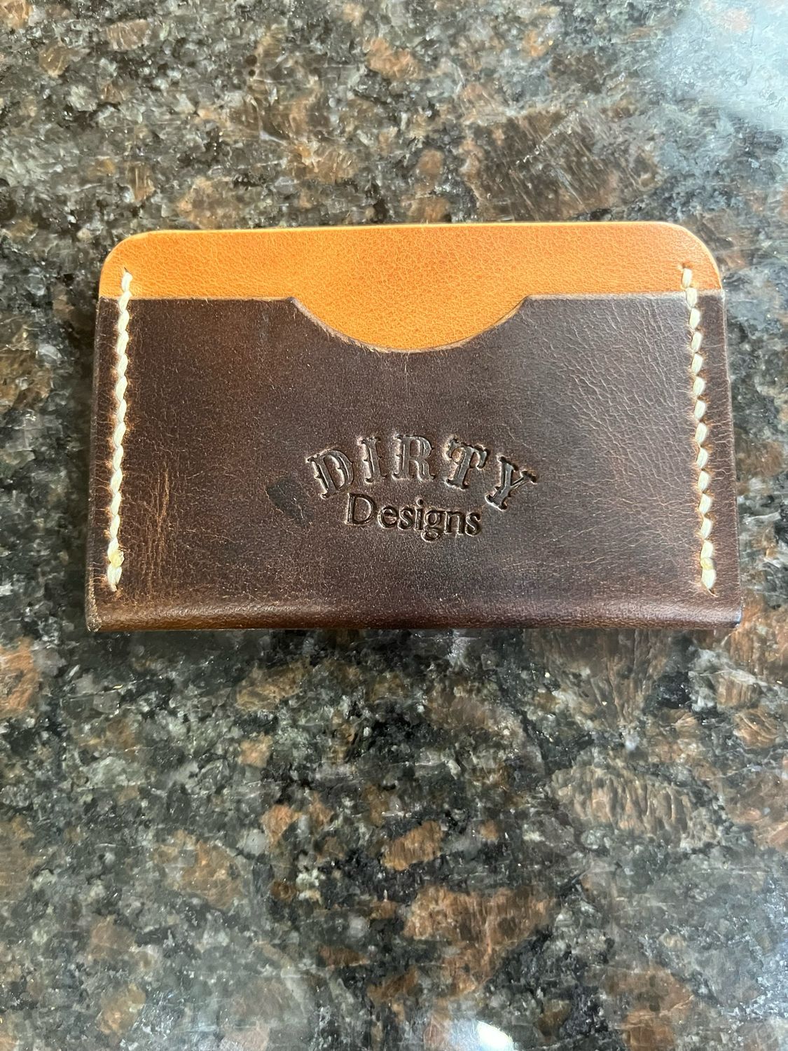 Minimal Card Wallet— 3-4oz Horween leather ( 2 Tone Nut Brown On Natural)